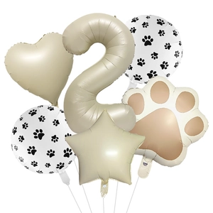 Kit de ballons patte de chien avec chiffre 2 étoile cœur et ballons en aluminium