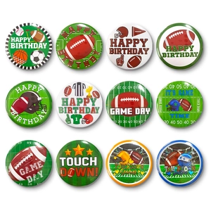 Insignia de Hojalata con Tema de Fútbol Americano Broche Deportivo Redondo para Cumpleaños Fiesta Día del Juego Celebración