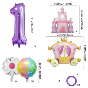 Kit de ballons château et carrosse pour décoration de fête de premier anniversaire