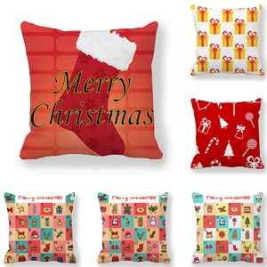 Housse De Coussin De Noël Peau De Pêche Velours Décoratif Taie D'Oreiller Carrée Pour Canapé Dessin Animé Fête