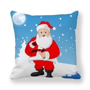 Federa per cuscino Babbo Natale in tessuto pelle di pesca rosso e blu