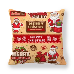 Cartoon Santa Claus Christmas pillowcase in peach skin fabric with festive holiday prints