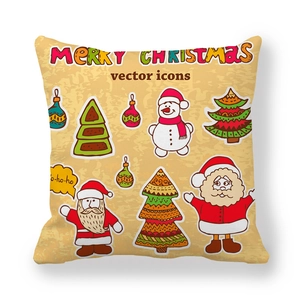 Close-up of peach skin fabric texture with Santa and snowman Christmas print