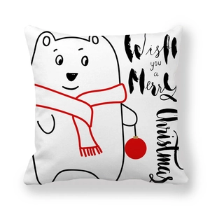 Minimalist white peach skin Christmas pillowcase featuring a cartoon polar bear design