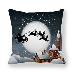 Starry sky Christmas deer peach skin pillowcase with Santa Claus silhouette
