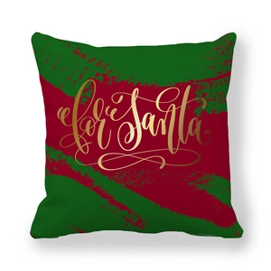 Détail de la housse de coussin de Noël avec lettrage for Santa doré métallisé