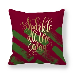 Housse de coussin Noël Sparkle all the way en velours de peau de pêche rouge et doré