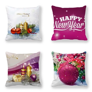 Christmas Throw Pillow Cover Peach Skin Polyester Decorative Cushion Case For Holiday Home Decor New Year Print Square