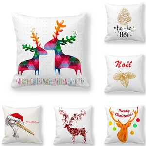 Federa per Cuscino Natalizia con Renne Morbido Velluto Pelle di Pesca Copricuscino Decorativo con Fiocchi di Neve e Renne per la Casa