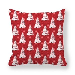 Christmas tree pattern pillowcase in festive red and white peach skin fabric