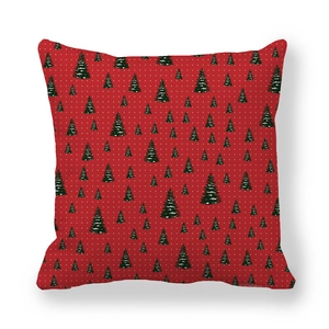 Christmas tree pattern pillowcase with red fabric and white dots on white background