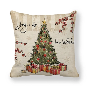 Detail of peach skin fabric texture on Christmas pillowcase with Joy to the World print