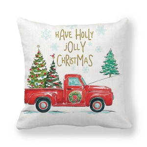 Detail showing high quality peach skin fabric texture of the Christmas truck pillowcase