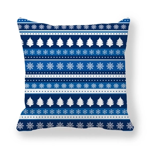 Detail showing high-density peach skin fabric with snowflake and Christmas tree patterns