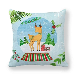 Détail du motif boule de neige de Noël avec renne sur une taie d'oreiller douce