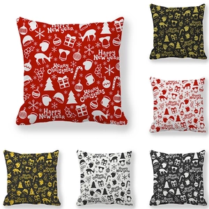 Christmas New Year Peach Skin Pillowcase Festive Decorative Cushion Cover Reindeer Snowflake Tree Pattern Sofa Home Decor