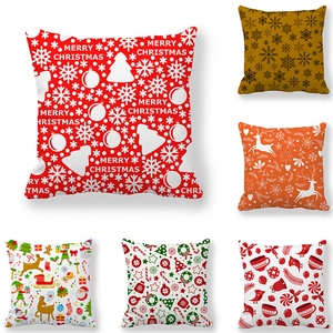 Christmas Pillowcase Peach Skin Polyester Cushion Cover For Sofa Living Room Decorative Festive Xmas Print