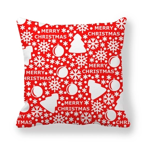 Red Christmas peach skin pillowcase with white snowflake and Merry Christmas pattern