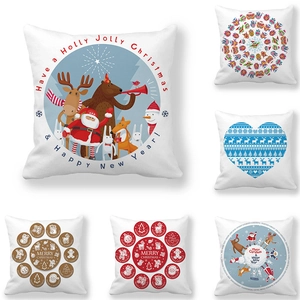Weihnachts Kissenbezug Pfirsichhaut Samt Quadratischer Dekorativer Kissenhülle Feiertagsdekoration Weihnachtsmann Rentier Druck