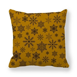 Detailed view of yellow Christmas snowflake pattern on soft peach skin pillowcase fabric