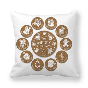 Detail des Weihnachts-Kissenbezugs mit festlichem Rentier- und Weihnachtsmann-Druck
