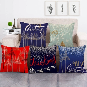 Christmas Decorative Pillow Covers Linen Cushion Cases Square Festive Winter Holiday Home Decor For Sofa Couch Bed
