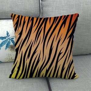 Detailed view of the tiger stripe pattern on the linen square pillowcase fabric