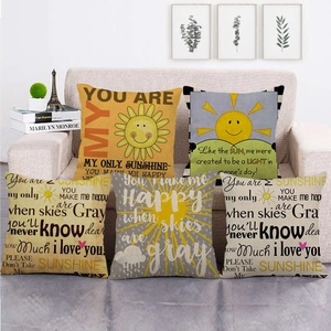 Sunshine Letter Pattern Linen Decorative Pillow Cover Square Cushion Case For Sofa Home Decor