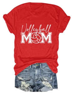 Detail of Volleyball Mom t-shirt with rolled sleeves and distressed denim shorts frayed hem