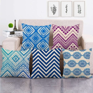 Taie d'Oreiller en Lin Géométrique Housse de Coussin Décorative Pour Canapé Déco Bohème Mandala Sans Insert