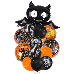 Halloween Balloons Decoration Aluminum Foil Latex Bat Pumpkin Skeleton Print Outdoor Party Photo Props Novelty