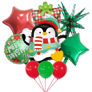 Kit de ballons de Noël avec pingouin, étoiles et boîte cadeau pour décor de fête
