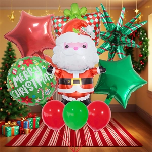 Kit de ballons de Noël avec ballon Père Noël en aluminium et décorations Merry Christmas