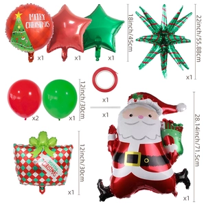 Détails du kit de ballons de Noël incluant Père Noël en aluminium et dimensions