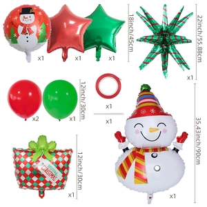 Ensemble détaillé de ballons de Noël avec bonhomme de neige 3D et étoiles avec tailles