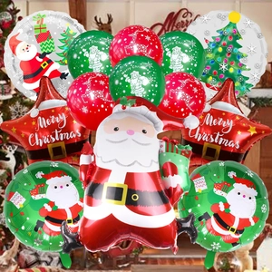 Christmas balloon set with Santa Claus foil balloons and festive red green latex balloons