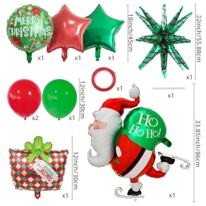 Kit ballons de Noël avec Père Noël et étoiles en aluminium pour décorations de fête