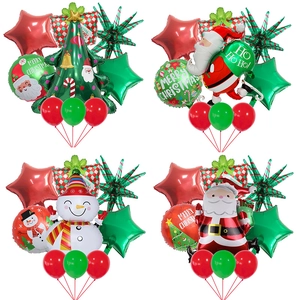 Ballons De Noël Aluminium Et Latex Père Noël Bonhomme De Neige Arbre Formes De Pingouin Décoration Fête Célébration Accessoires