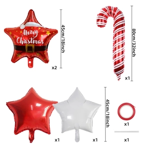 Detailed view of Merry Christmas balloon set with Santa stars and candy canes