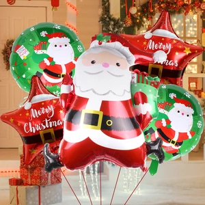 Christmas theme balloon set with Santa Claus and stars for festive outdoor decoration