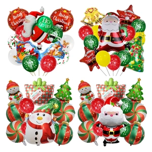 Christmas Theme Balloon Collection Aluminum Film Latex Santa Claus Snowman Christmas Tree Star Bell Party Decorations