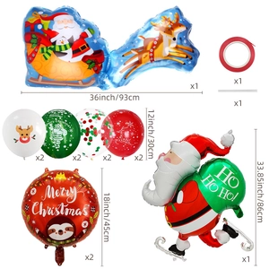 Detailed Christmas foil balloon set including Santa sleigh and Merry Christmas balloons
