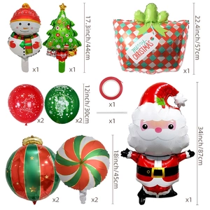 Detailed grid view of Christmas foil balloons set featuring Santa and Snowman shapes