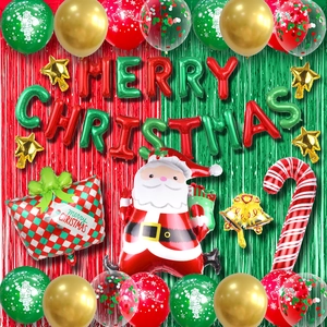 Christmas Party Decoration Aluminum Foil Latex Santa Claus Merry Christmas Letters Rain Satin Curtain Holiday Home Decor