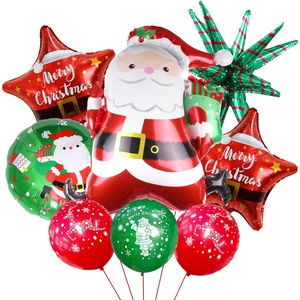 Christmas balloon set with Santa Claus and Merry Christmas stars for party decor