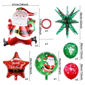 Christmas party balloon set featuring Santa Claus foil and red green latex balloons