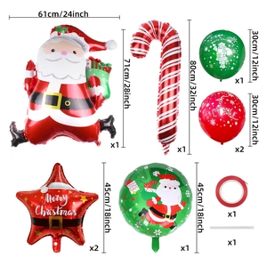 Christmas balloon set detailing Santa Claus, candy cane, and star foil decorations