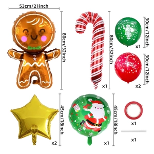 Detailed size specifications for Christmas balloon set with gingerbread man and santa