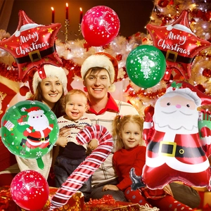 Detail of Christmas balloon set with Santa and Merry Christmas star foil balloons for party decor