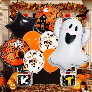 Halloween balloon set with ghost foil balloon and confetti latex balloons for party decor